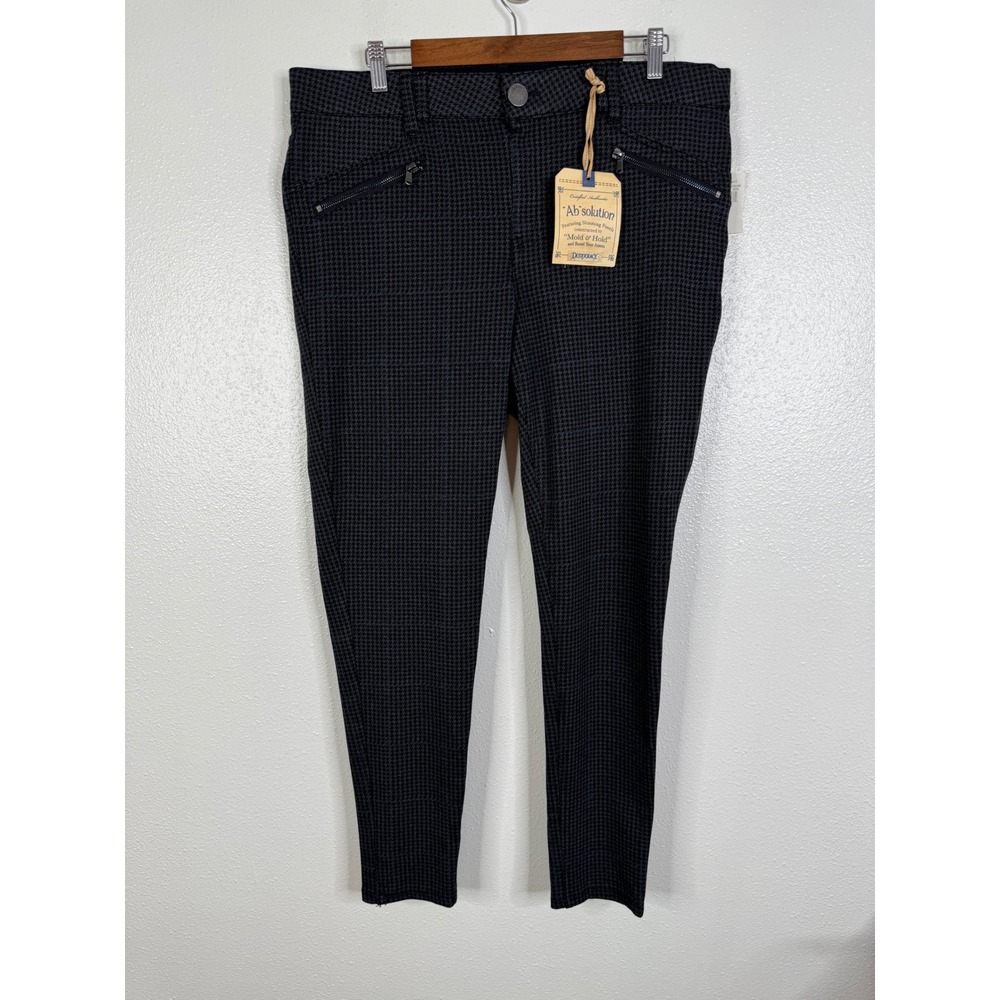 Democracy Ab solution Houndstooth Skinny Pants Black Grey Size 16 B1607M65E